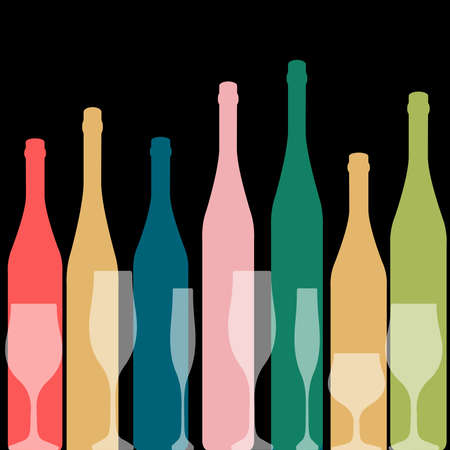 Set of wine bottles Wine bottle and glass.Background with wine bottles.Bottles silhouette vector.の写真素材