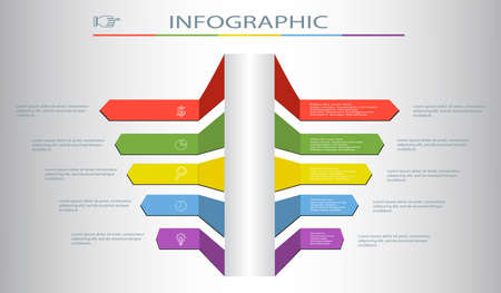 Business infographics template for presentation.Trend bar Infographic.Infographic colored steps.Vector infographic composition.Modern Design template.の写真素材