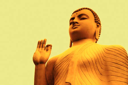 Buddha Statue,Buddha in Meditation, Buddha portrait in the background of the sky.Temple in Sri lanka.の写真素材