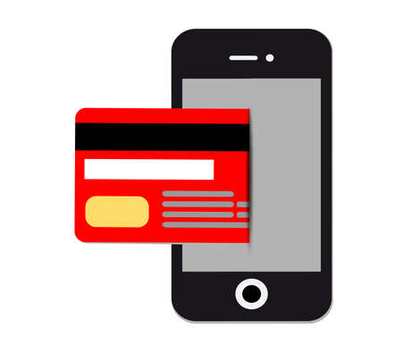 Mobile paypass.Credit Card Icon.NFC payment graph.Vector illustration of modern smartphone with processing of mobile payments from credit card.Pos terminal confirms the payment by debit credit card.の写真素材