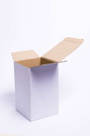 Open cardboard box. Isolated on white background. の写真素材