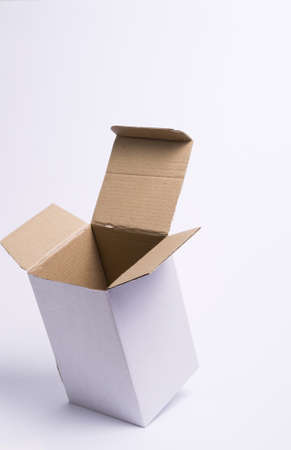 Corrugated cardboard box isolated on white background. 