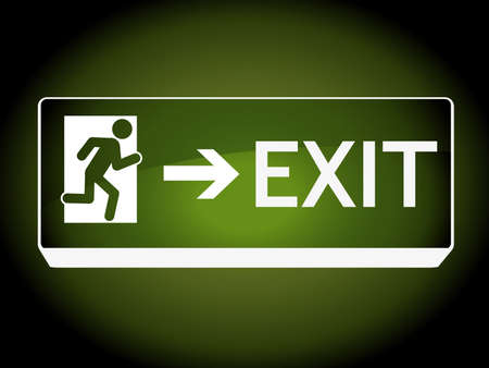 Exit sign on wallのイラスト素材