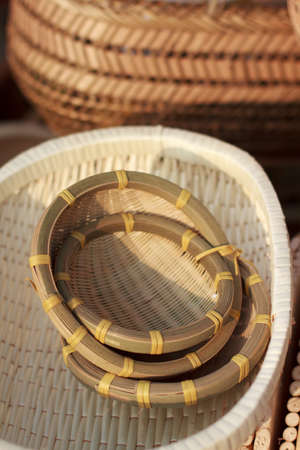 Handicraft woven basketの写真素材