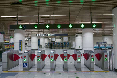 Beijing subway ticket boothのeditorial素材