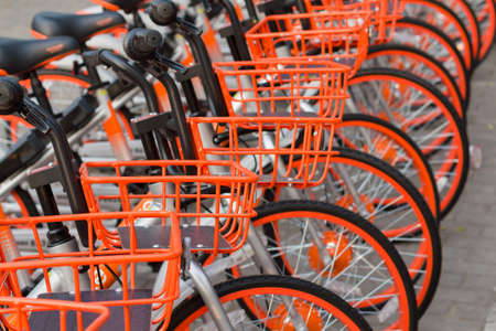 Shared bicycles on the streets of Beijing