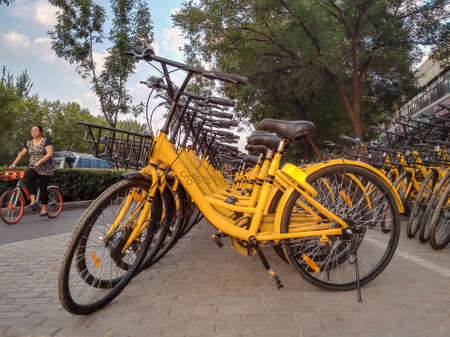 bicycles on the streets in Beijingのeditorial素材