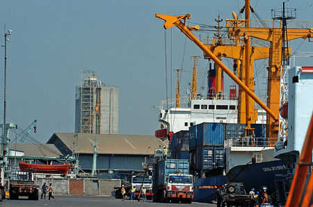 Container terminal Jamrud at Surabaya, East Java, Indonesiaのeditorial素材