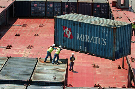 Container terminal Jamrud at Surabaya, East Java, Indonesiaのeditorial素材