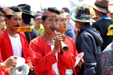 Madura accompany traditional arts event Sapi sono festival in Pamekasan, Madura Island, East Java Indonesiaのeditorial素材