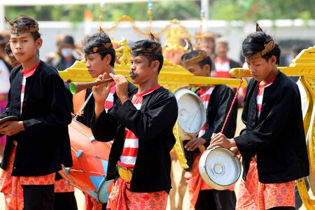 Madura accompany traditional arts event Sapi sono festival in Pamekasan, Madura Island, East Java Indonesiaのeditorial素材