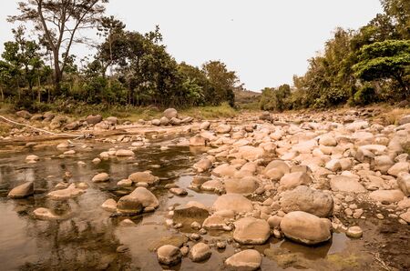 Beautiful rocky river in rural Indonesiaの写真素材