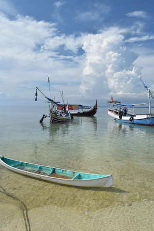 Madura, Indonesia - 13 November 2017: Traditional fishing boats on Gili Labak, Madura, East Java, Indonesiaのeditorial素材