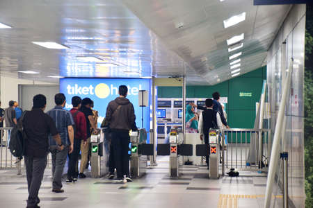 Jakarta, Indonesia - July 25, 2019: The atmosphere of Lebak Bulus Grab MRT Train Station to Bundaran...