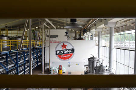 Mojokerto, East Java, Indonesia - April 9, 2015: Production room atmosphere in PT Multi Bintang...