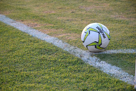 Madura United players warm up with a ball to be used in the Indonesian League match at the Gelora Madura Pamelingan Stadium in Pamekasan, Madura, Indonesia on June 27, 2019.のeditorial素材