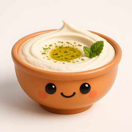 bowl of sour cream with mint on white background, 3d renderの素材