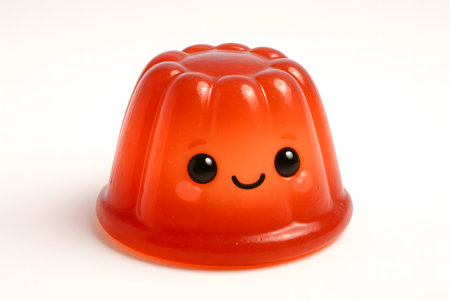 Jelly isolated on a white background with a smiley face.の素材