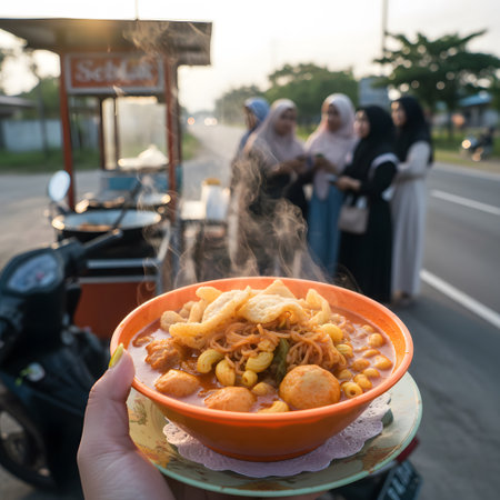 Bowl of traditional malaysian street food in the morning.の素材