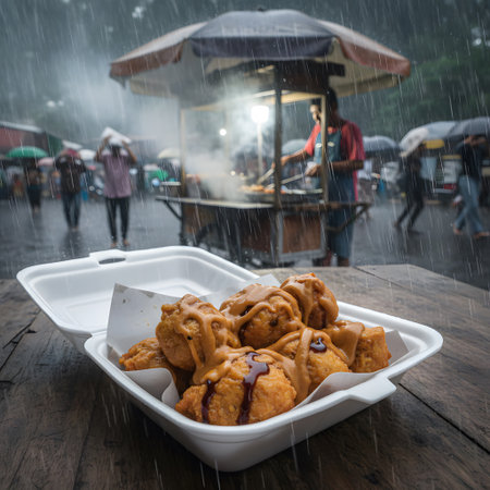 Malaysia street food on the streets of Kuala Lumpur, Malaysiaの素材