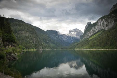 View of the Glossglockner high alpine road and lakes in valley