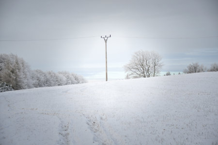 winter landscape in the Czech Republic. Landscape covered with snow.の写真素材