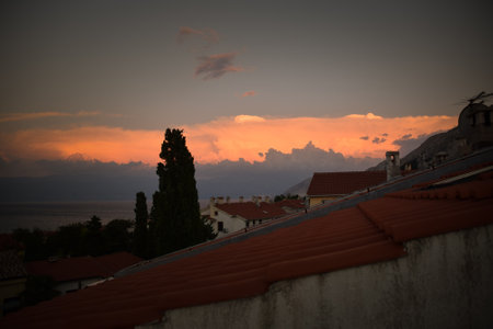 sunrise over the sea, clear sky without clouds. golden hour.