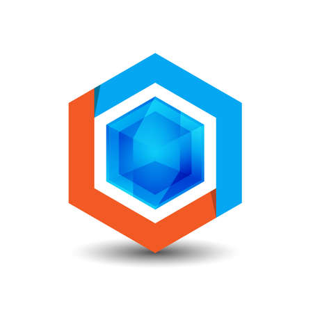 Hexagon - Vector logo concept illustration. Hexagon geometric polygonal logo. Hexagon abstract logo. Vector logo template. Design element.のイラスト素材