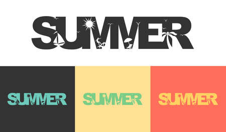 Summer type font design with negative space style vector illustration.