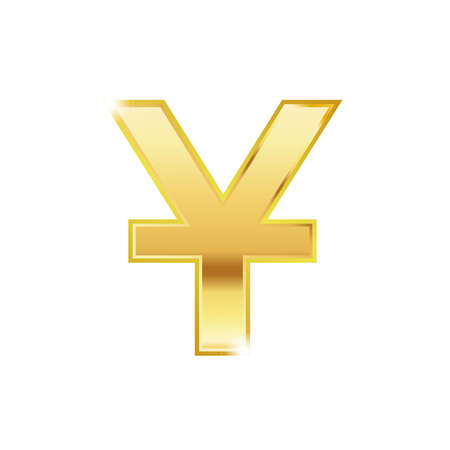Golden yuan symbol isolated web vector icon. Euro trendy 3d style vector icon. Golden yuan currency sign.のイラスト素材