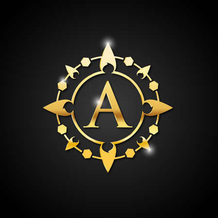 Vintage old style logo icon monogram. Letter A logo. Royal hotel, Premium boutique, Fashion logo, Super logo, VIP logo. A letter logo, Premium quality logoのイラスト素材