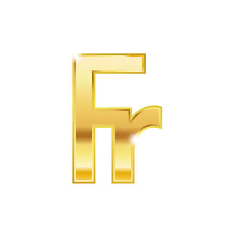Golden franc symbol isolated web vector icon. franc trendy 3d style vector icon. Golden franc currency sign.のイラスト素材
