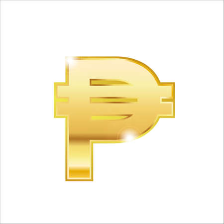 Golden peso symbol isolated web vector icon. peso trendy 3d style vector icon. Golden peso currency signのイラスト素材