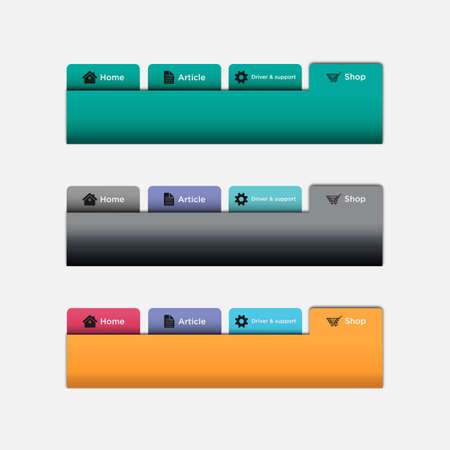Set of vector aqua website navigation tabs and buttons. Perfect for adding textのイラスト素材