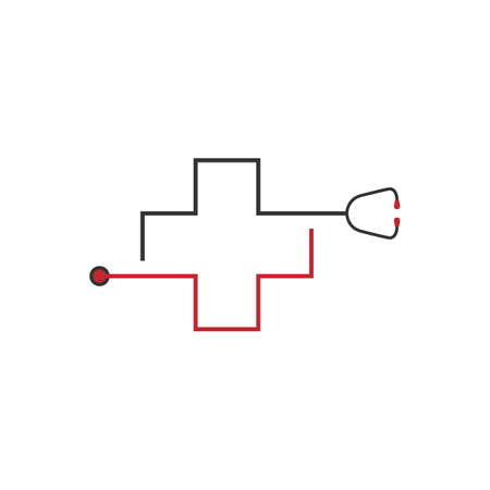 Abstract medical cross logo. stethoscope medical cross hospital logo designのイラスト素材