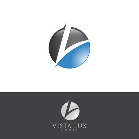 Abstract letter V 3D circle logoのイラスト素材