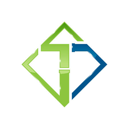Letter T plumbing company logo vector concept. Simple and stylish logotype.のイラスト素材