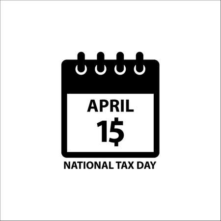 Tax Day Reminder Concept - Calendar Design Template - USA Tax Deadline, Due Date for Federal Income Tax Returns: 15th April 2018のイラスト素材