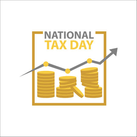 Tax Day Vector Template with arrow graph and coins Design Illustrationのイラスト素材