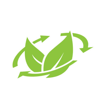 Logo of green leaf ecology with recycle icon nature element vector iconのイラスト素材