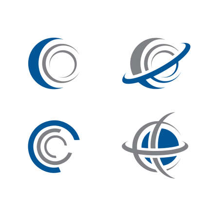 Set of abstract planet and orbit circle logo design templateのイラスト素材