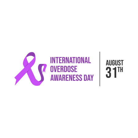 Drug overdose awareness day purple ribbon vector. International overdose awareness day vector banner designのイラスト素材