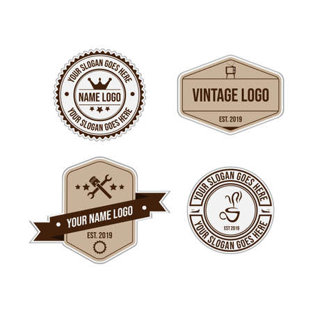 Collection of vintage sticker Badge Labels Sticker vector imageのイラスト素材
