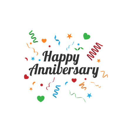 Happy anniversary day. Beautiful greeting banner poster calligraphyのイラスト素材
