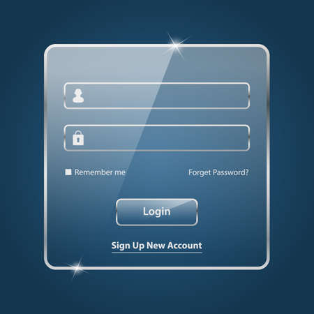 Shiny colorful login form ui template for your web vector image. Shiny glass ui login form for website designのイラスト素材
