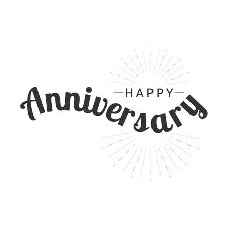 Happy anniversary lettering logo design in black. Typography anniversary logo design template vectorのイラスト素材
