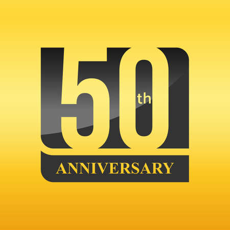 Black 50 Years anniversary celebration template design isolated in a gold backgroundのイラスト素材