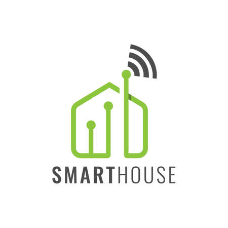 Modern smart house technology logo vector design illustrationのイラスト素材