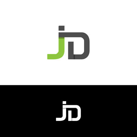 Letter JD typography logo design with shadow isolated on a black and white backgroundのイラスト素材