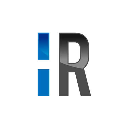 Letter HR typography logo design with letter H in negative space style isolated on a white backgroundのイラスト素材